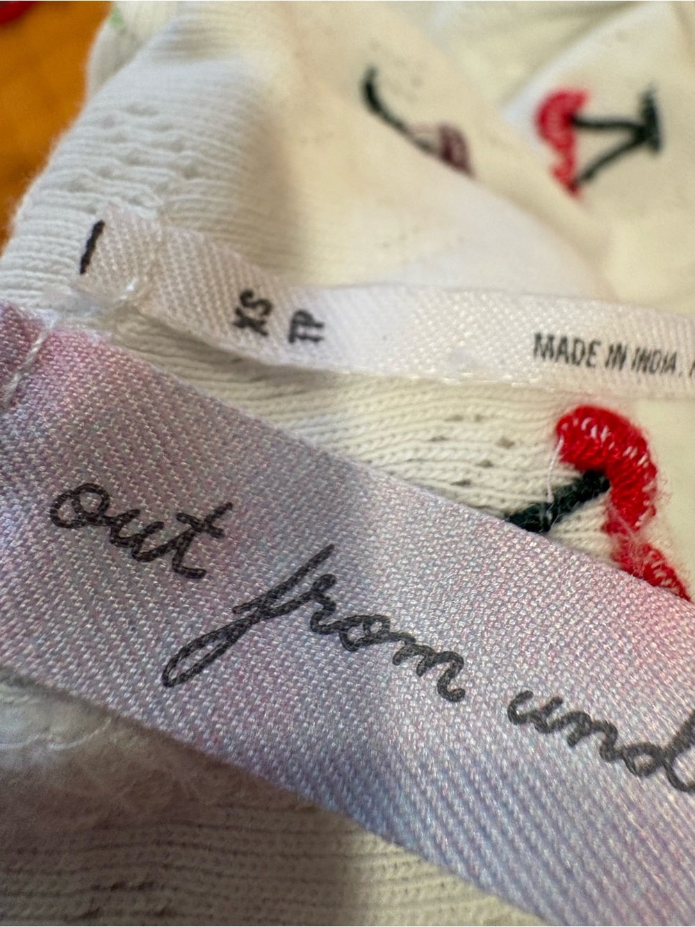Urban Outfitters White Knit Fruit-Print Pajama Camisole with Red Detail - Picture 6 of 6